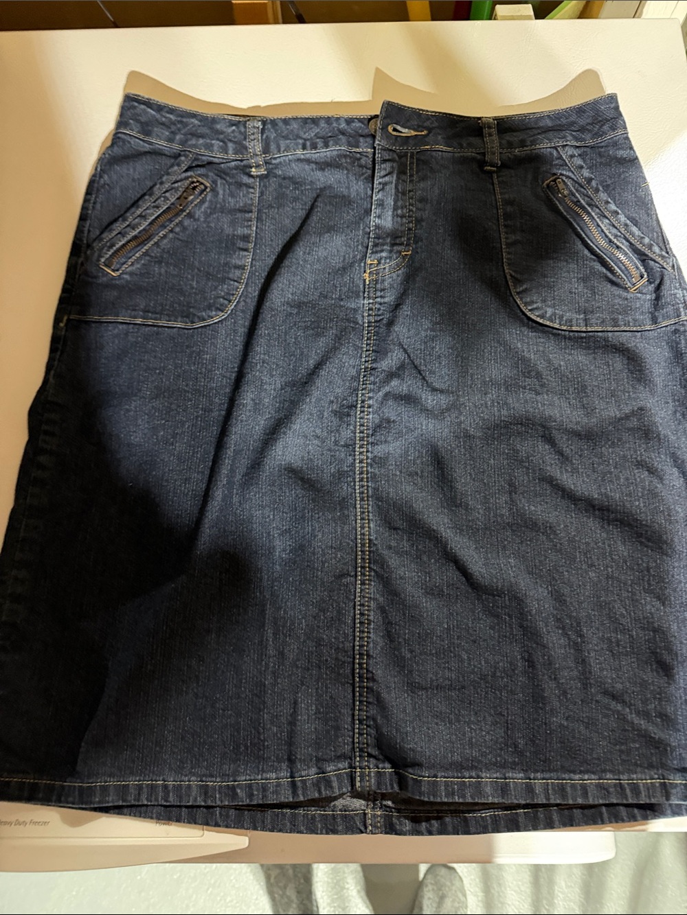 Cato Indigo Denim Skirt with Contrast Topstitching